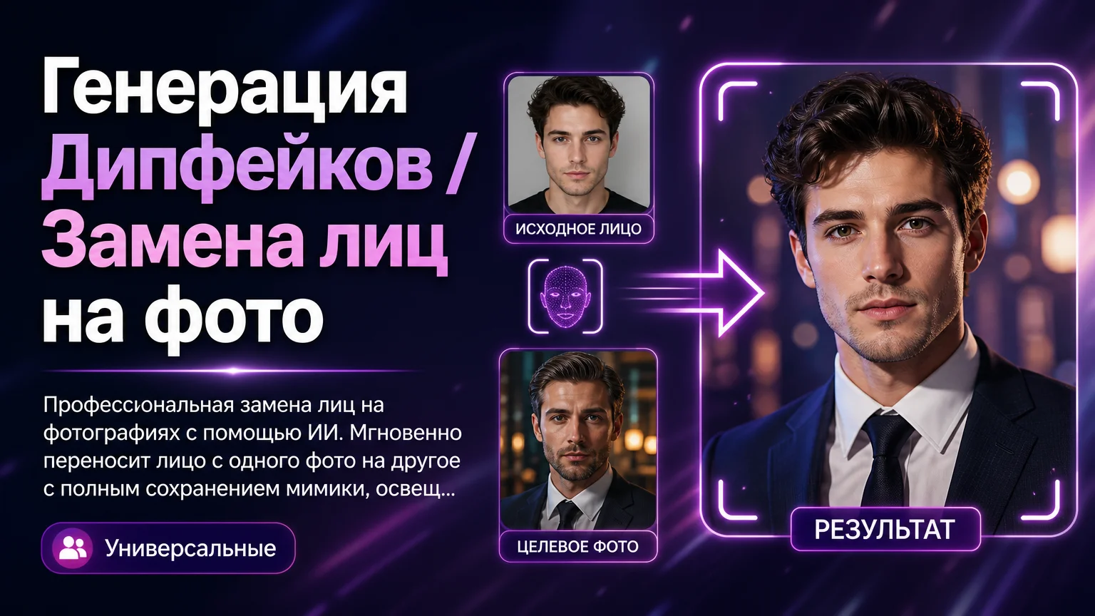 Генерация Дипфейков / Замена лиц на фото