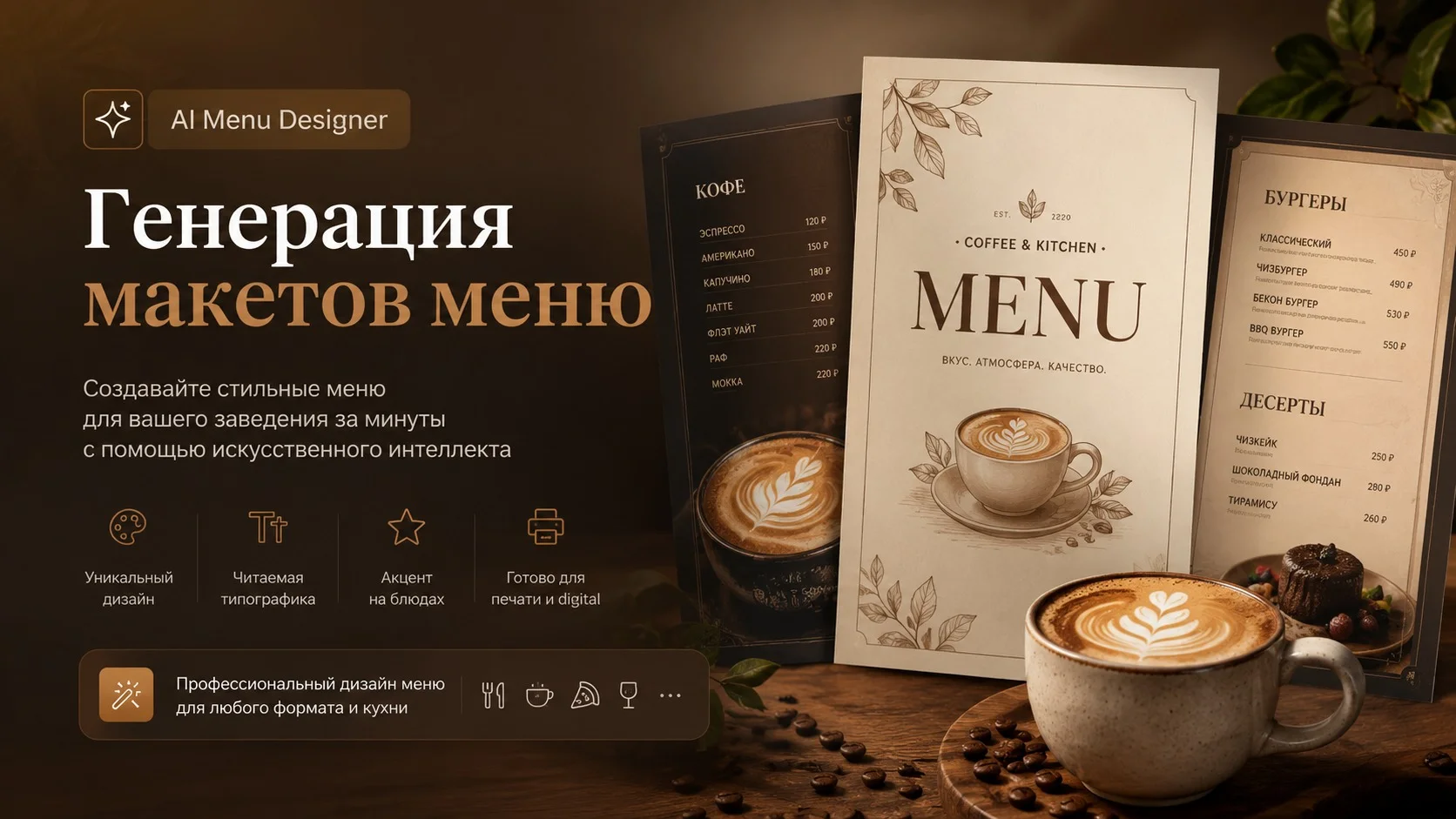 AI Меню - генератор макетов меню
